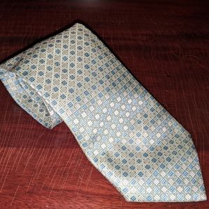 EMILIO PUCCI Silk Tie Blue & White Geometric Print